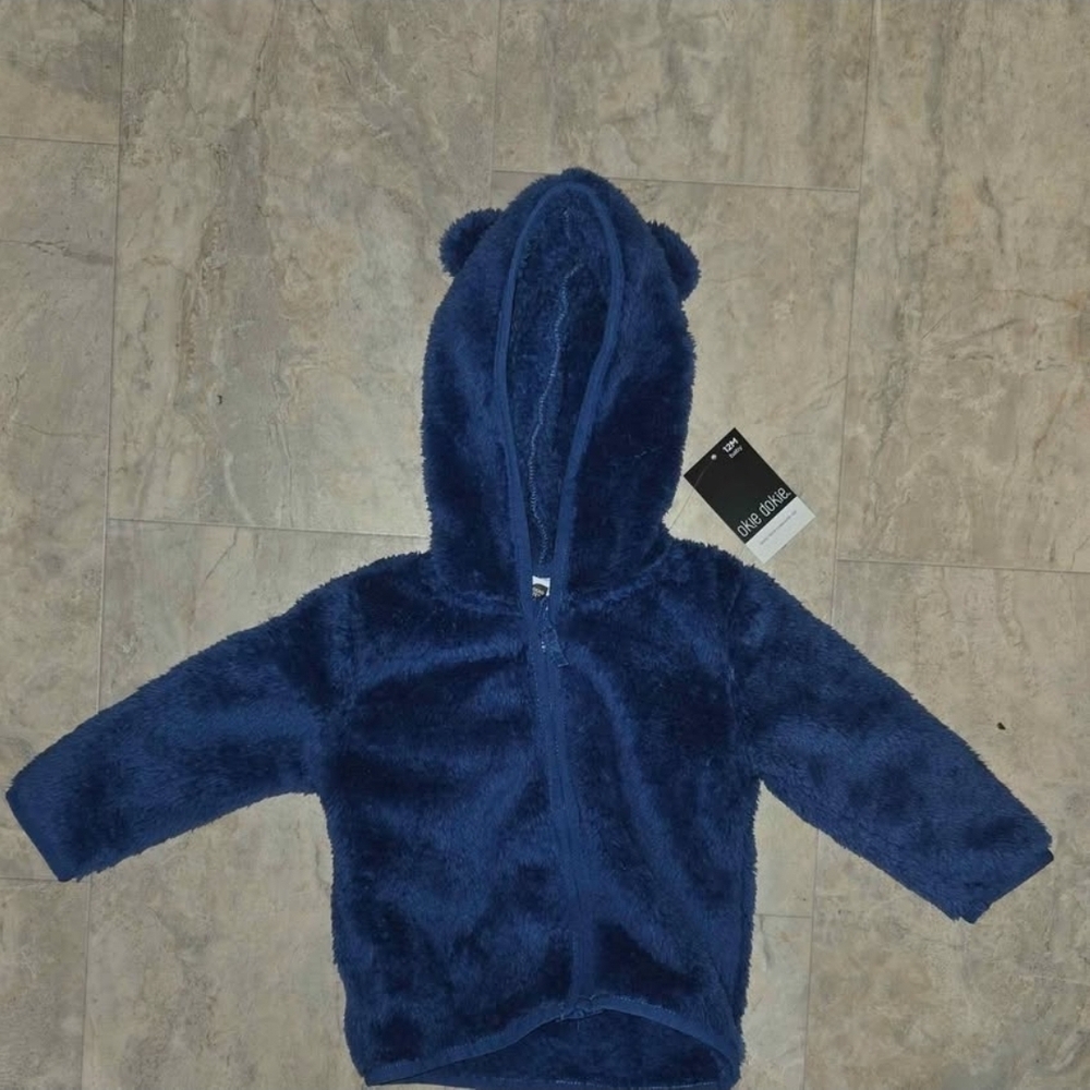 Okie Dokie Navy Fleece Hoodie - 12 Months